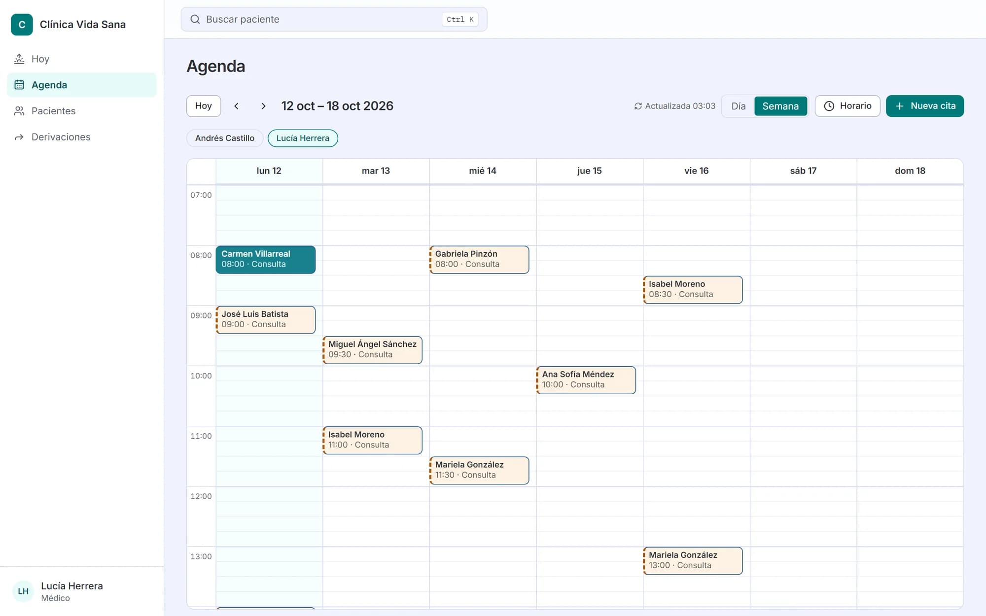 Agenda semanal de OnTech Meds en una computadora